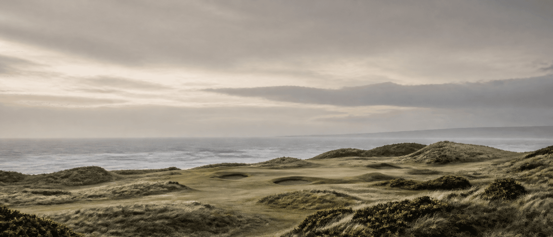Links golf course at golden hour